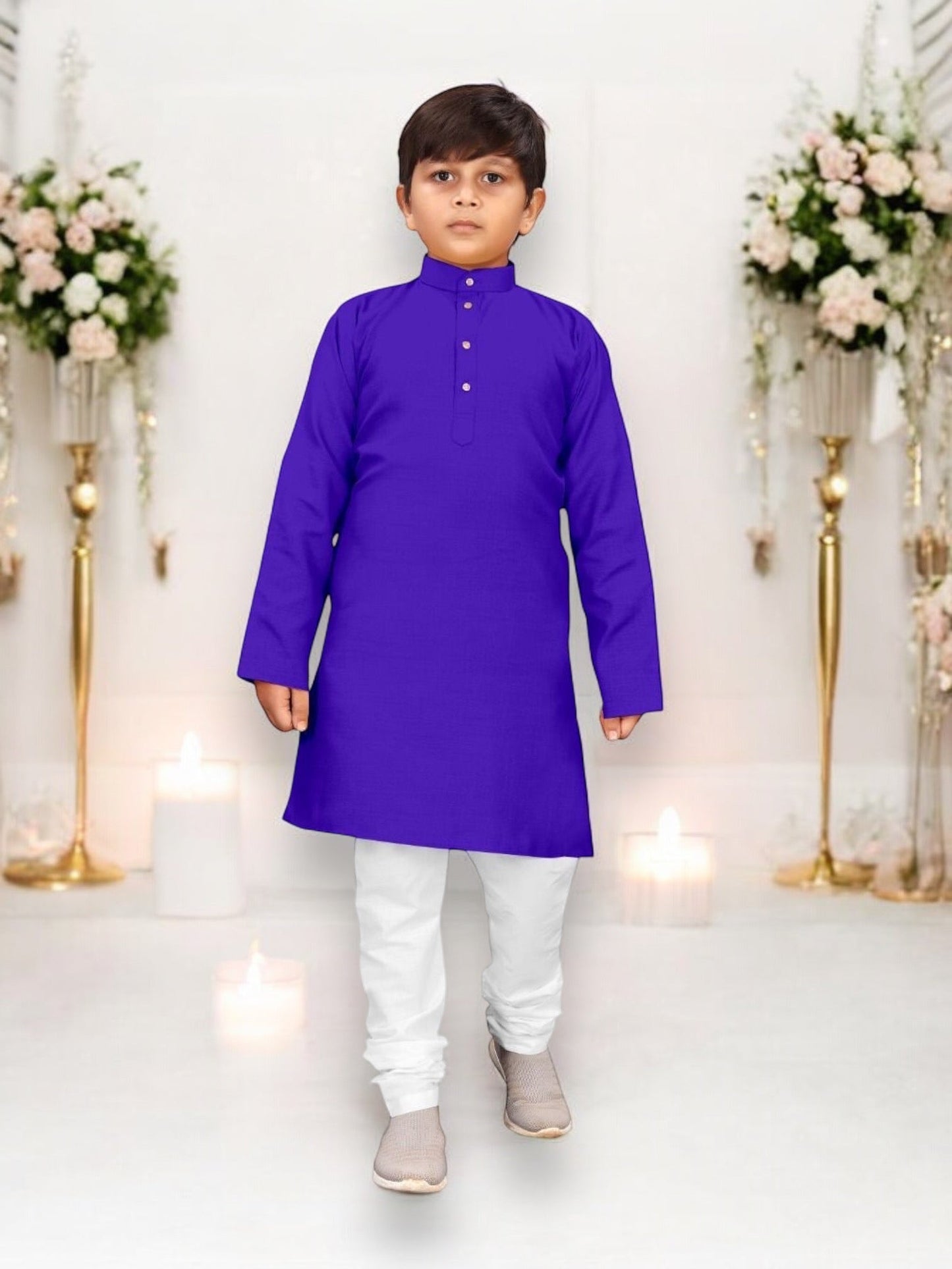 TRADITIONAL BOYS COTTON KURTA PAYJAMA SET - A