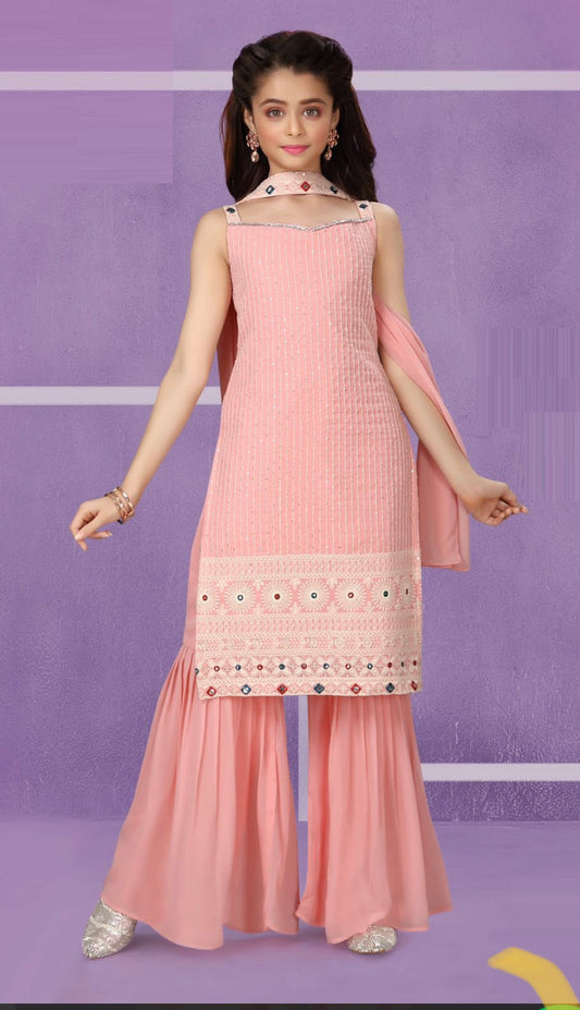TRADITIONAL DESIGNER FESTIVE WEAR HEAVY GEORGETTE SALWAR KAMEEZ SUIT FOR GIRLS-03