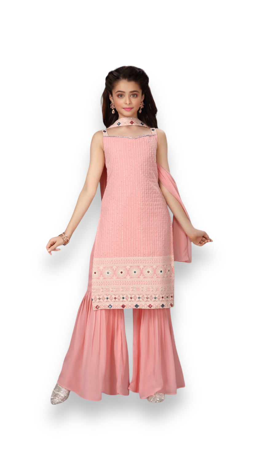 TRADITIONAL DESIGNER FESTIVE WEAR HEAVY GEORGETTE SALWAR KAMEEZ SUIT FOR GIRLS-03