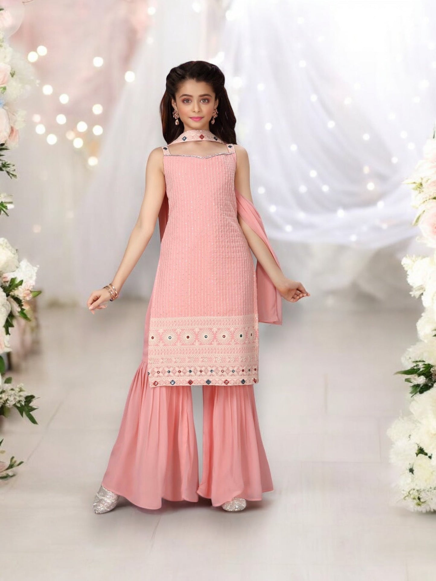 TRADITIONAL DESIGNER FESTIVE WEAR HEAVY GEORGETTE SALWAR KAMEEZ SUIT FOR GIRLS-03