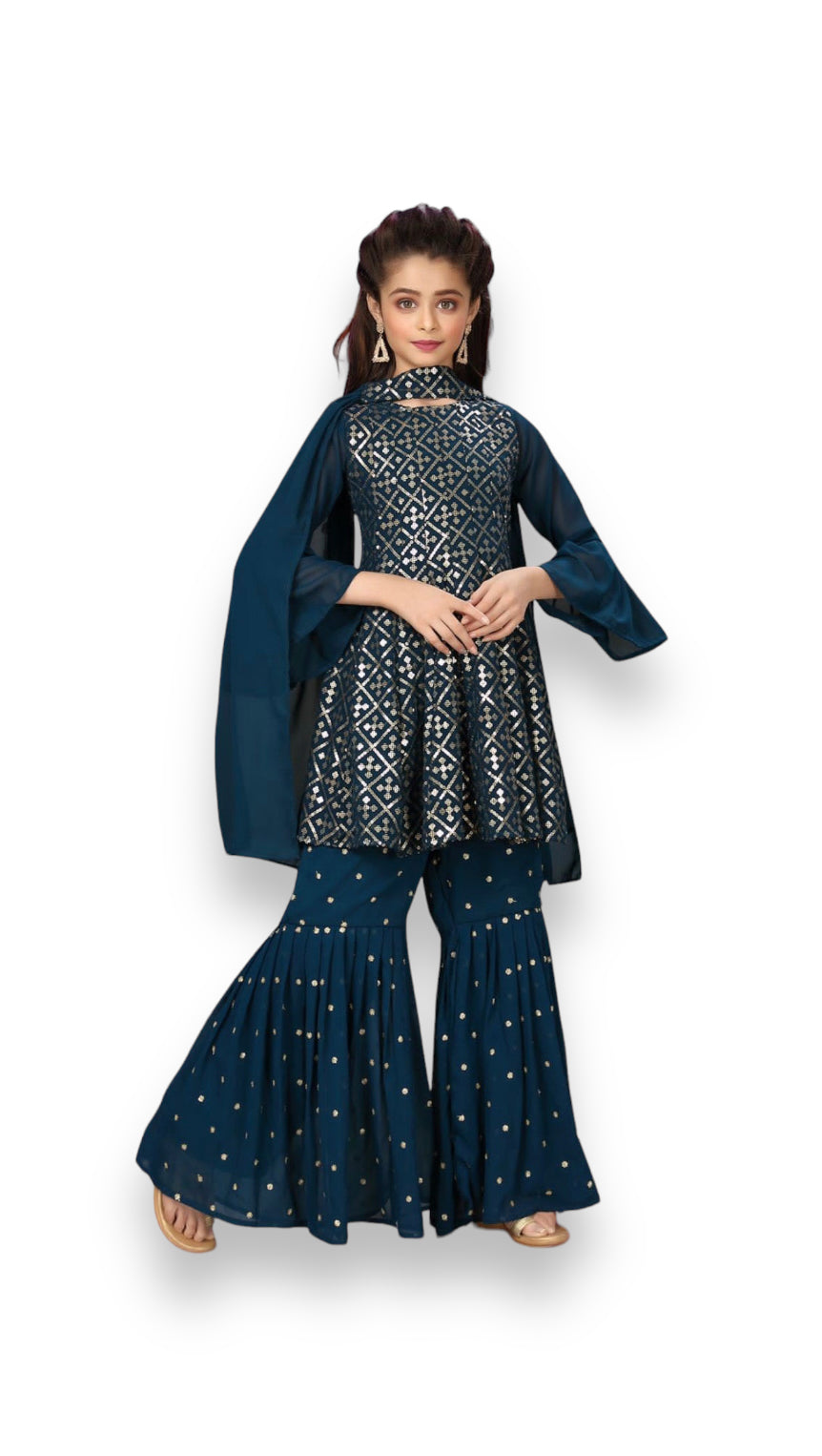 TRADITIONAL DESIGNER FESTIVE WEAR HEAVY GEORGETTE SALWAR KAMEEZ SUIT FOR GIRLS