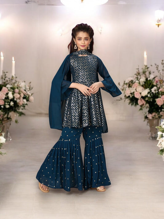 TRADITIONAL DESIGNER FESTIVE WEAR HEAVY GEORGETTE SALWAR KAMEEZ SUIT FOR GIRLS