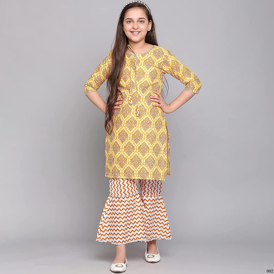 TRADITIONAL COTTON KURTI SET WITH PANT FOR GIRLS - ETHNIC WEAR FOR KIDS-01