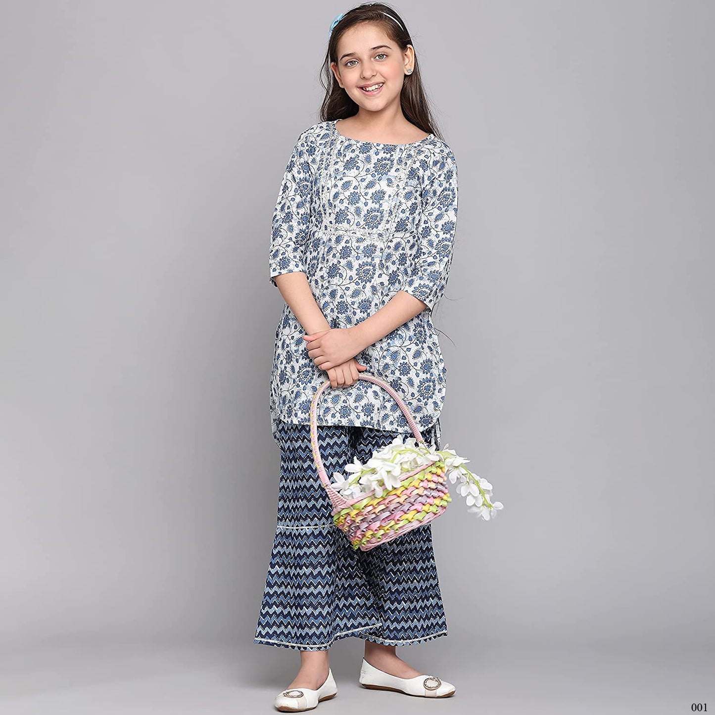 TRADITIONAL COTTON KURTI SET WITH PANT FOR GIRLS - ETHNIC WEAR FOR KIDS-02