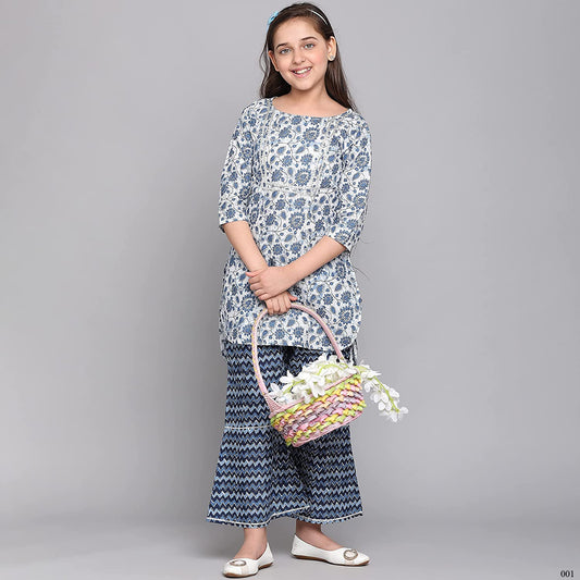 TRADITIONAL COTTON KURTI SET WITH PANT FOR GIRLS - ETHNIC WEAR FOR KIDS-02