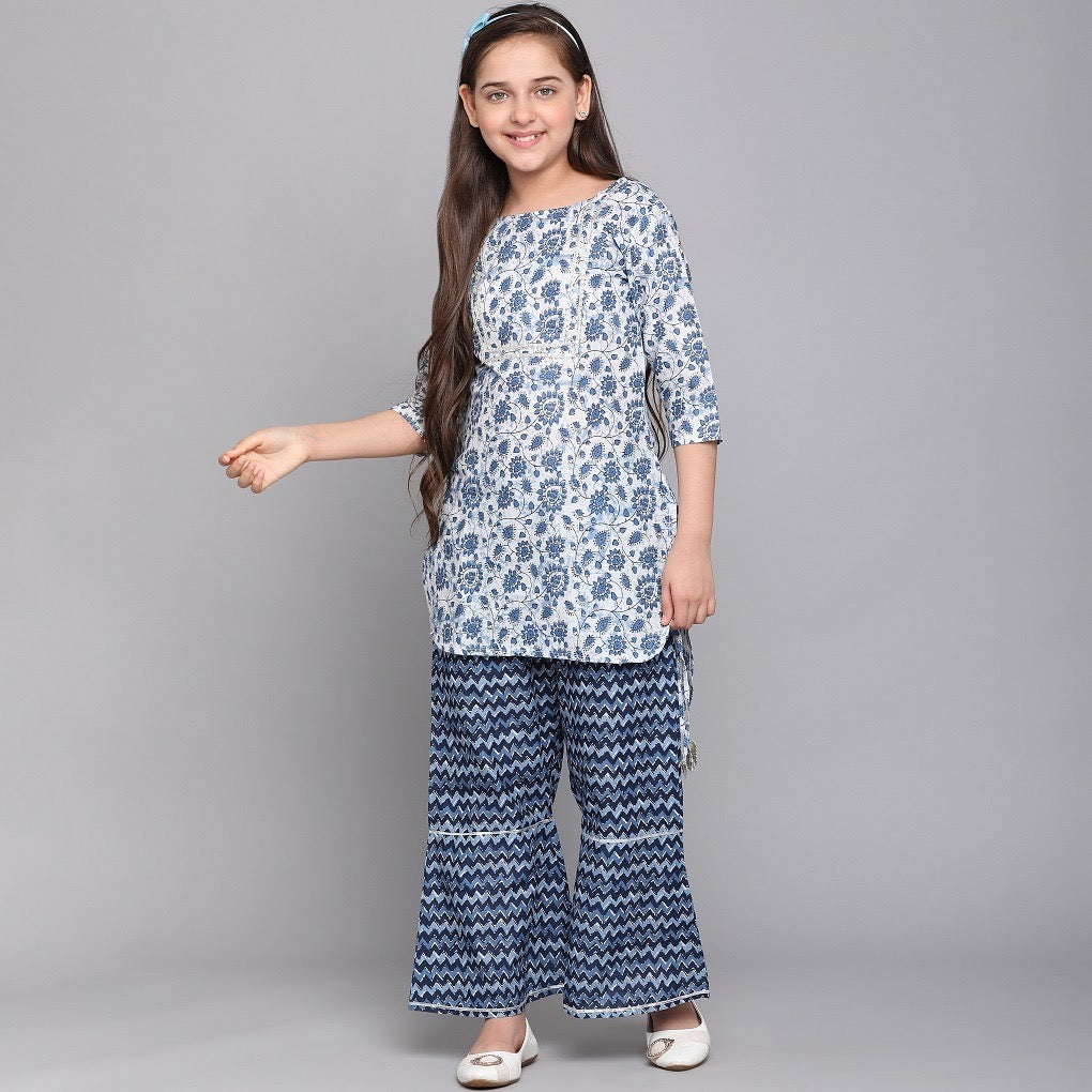 TRADITIONAL COTTON KURTI SET WITH PANT FOR GIRLS - ETHNIC WEAR FOR KIDS-02