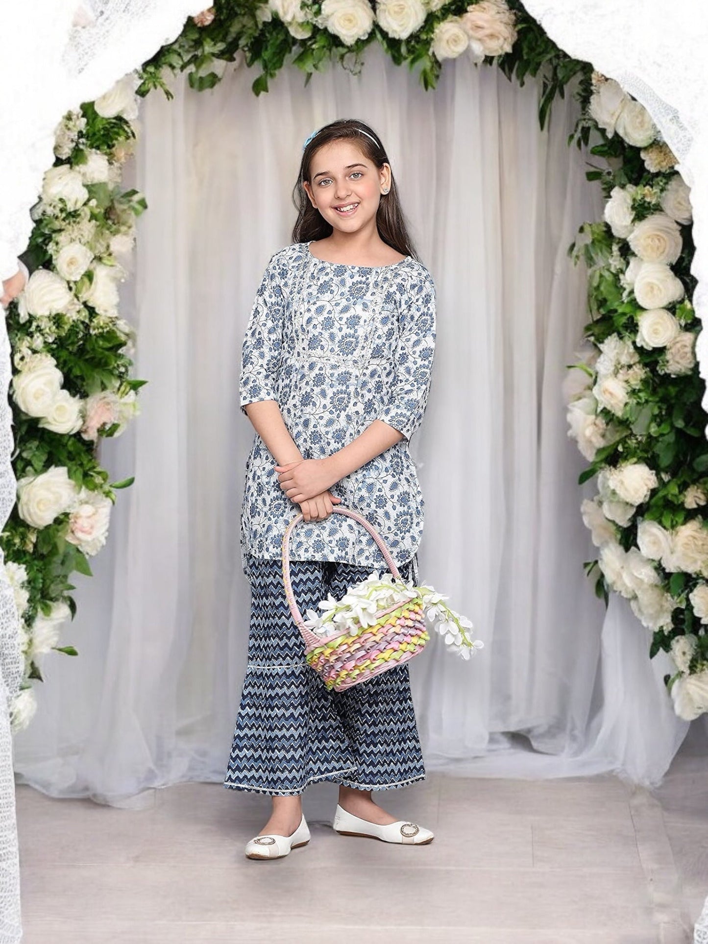 TRADITIONAL COTTON KURTI SET WITH PANT FOR GIRLS - ETHNIC WEAR FOR KIDS-02