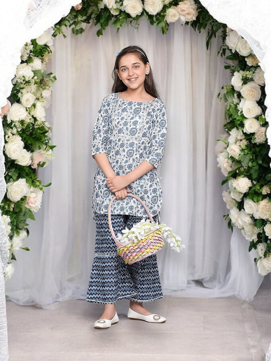 TRADITIONAL COTTON KURTI SET WITH PANT FOR GIRLS - ETHNIC WEAR FOR KIDS-02
