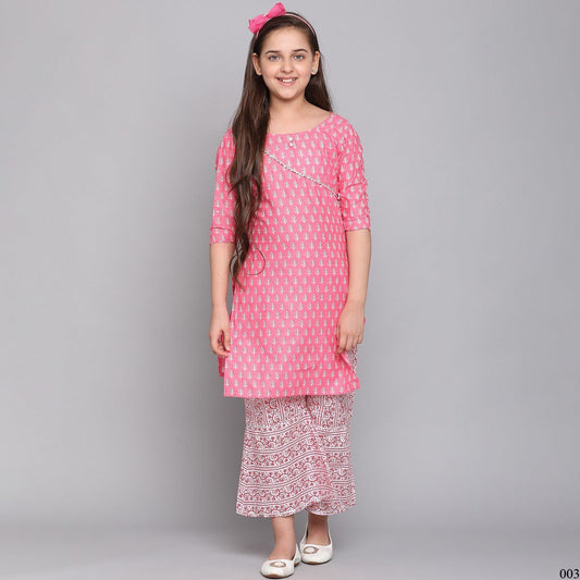 TRADITIONAL COTTON KURTI SET WITH PANT FOR GIRLS - ETHNIC WEAR FOR KIDS-04