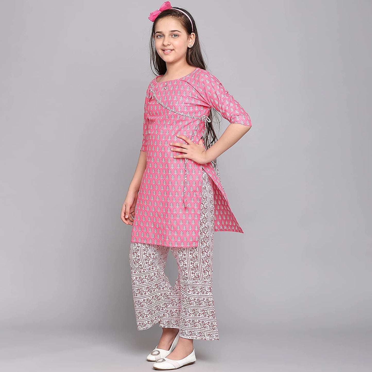 TRADITIONAL COTTON KURTI SET WITH PANT FOR GIRLS - ETHNIC WEAR FOR KIDS-04