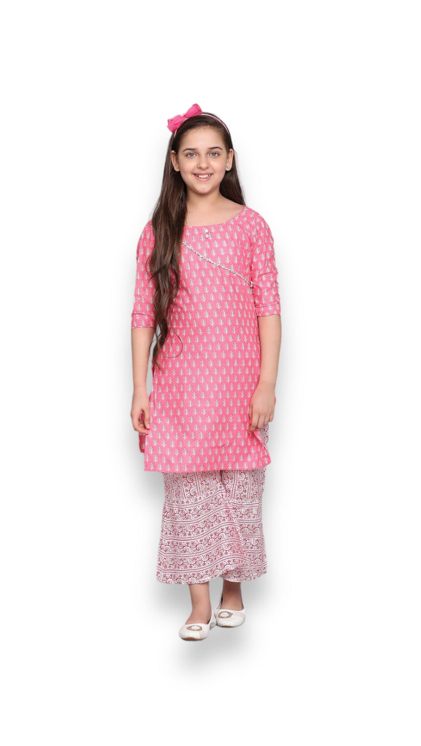 TRADITIONAL COTTON KURTI SET WITH PANT FOR GIRLS - ETHNIC WEAR FOR KIDS-04