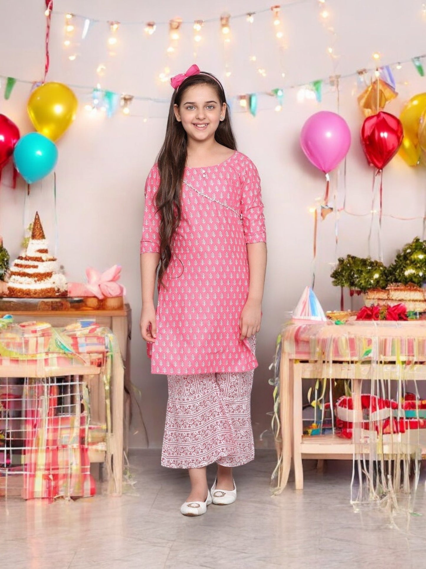 TRADITIONAL COTTON KURTI SET WITH PANT FOR GIRLS - ETHNIC WEAR FOR KIDS-04