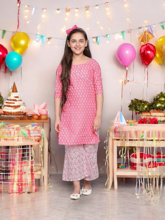 TRADITIONAL COTTON KURTI SET WITH PANT FOR GIRLS - ETHNIC WEAR FOR KIDS-04