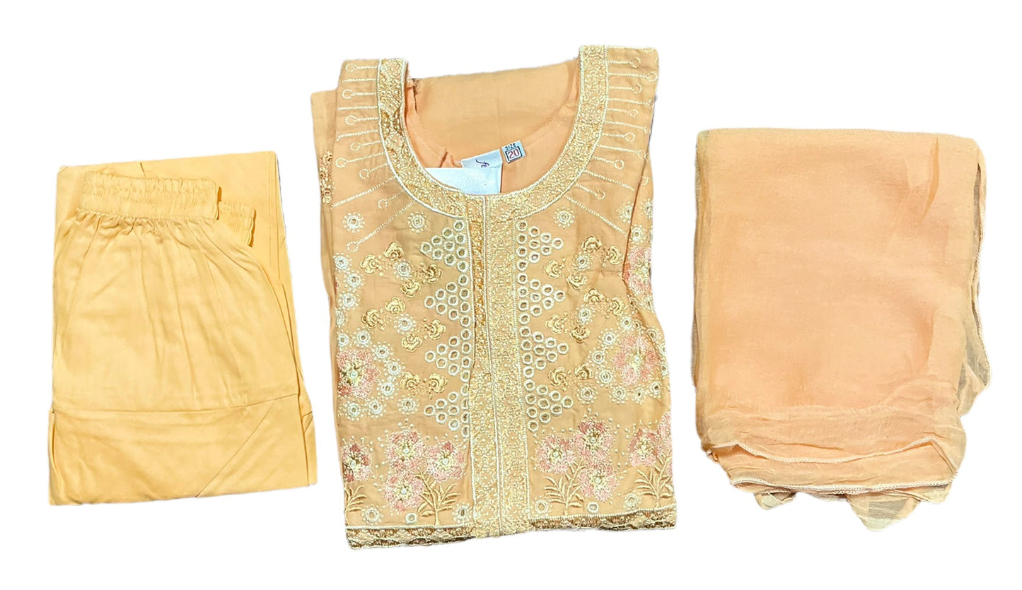 TRADITIONAL COTTON SALWAR KAMEEZ SUIT FOR GIRLS - ETHNIC WEAR FOR KIDS - 01