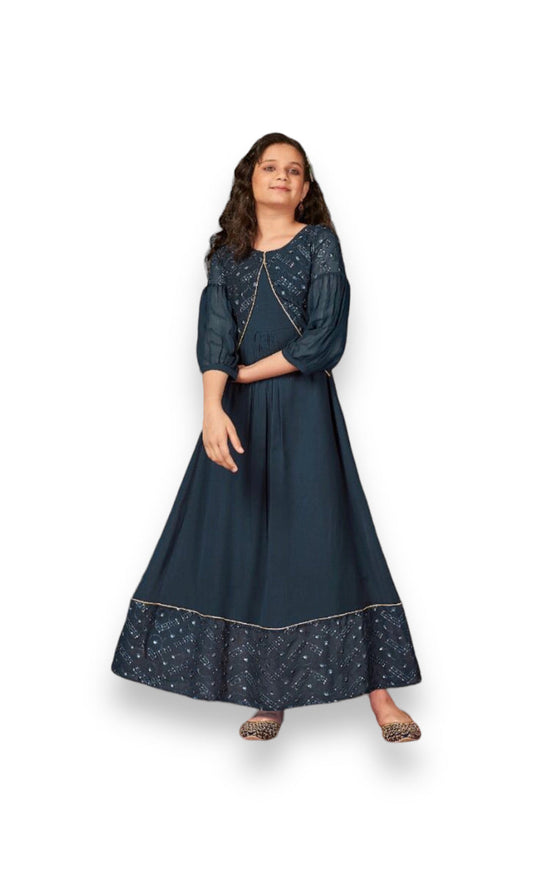 TRADITIONAL GOWN SUIT FOR YOUNG GIRLS - ETHNIC WEAR - D