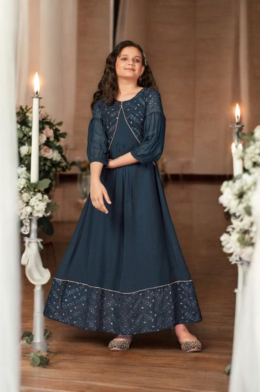 TRADITIONAL GOWN SUIT FOR YOUNG GIRLS - ETHNIC WEAR - D