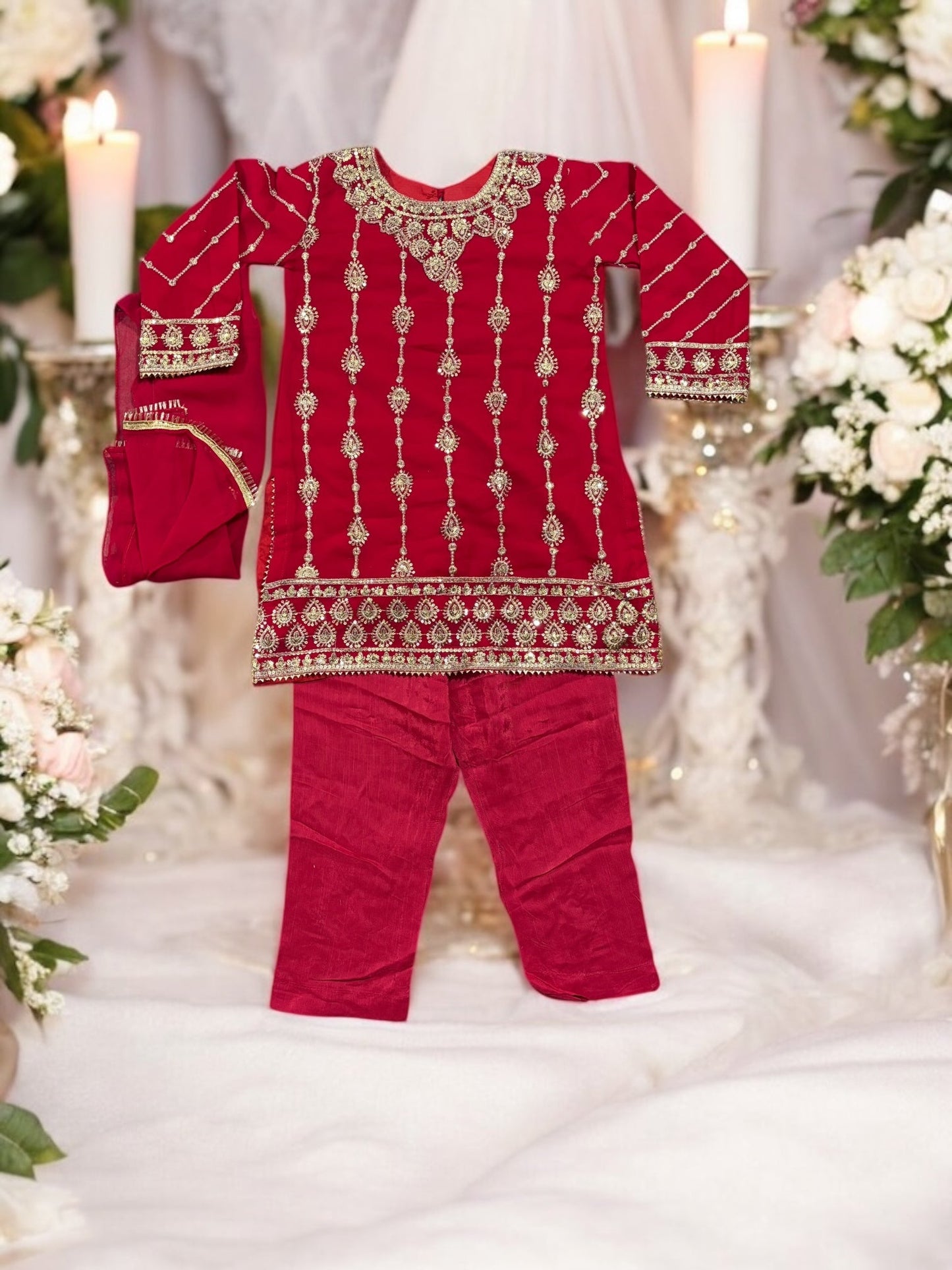 TRADITIONAL DESIGNER SALWAR KAMEEZ FOR LITTLE GIRLS - ELEGANT & STYLISH ETHNIC WEAR- 208
