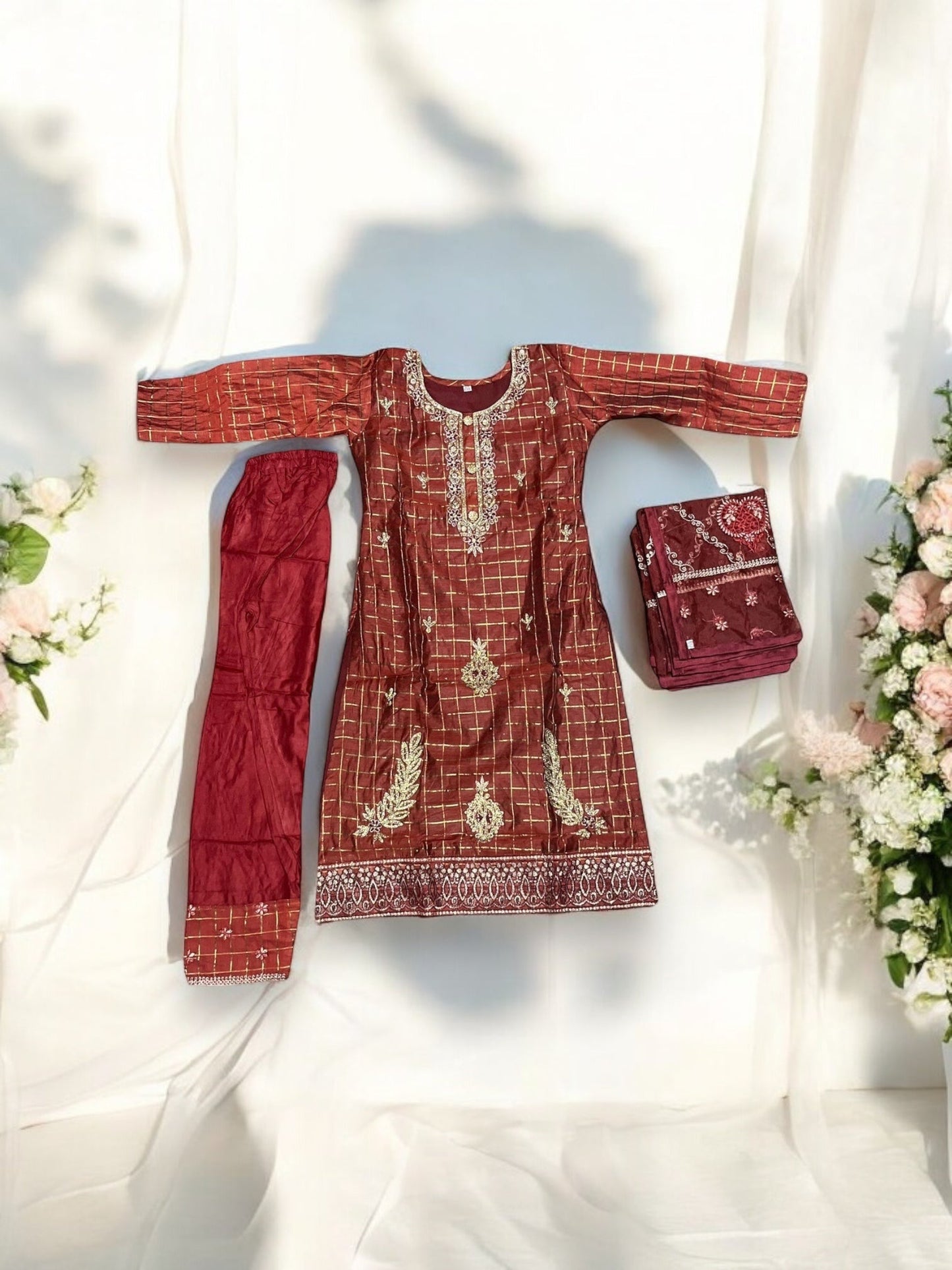 TRADITIONAL  COTTON SALWAR KAMEEZ SET FOR GIRLS - ETHNIC WEAR FOR KIDS- 12