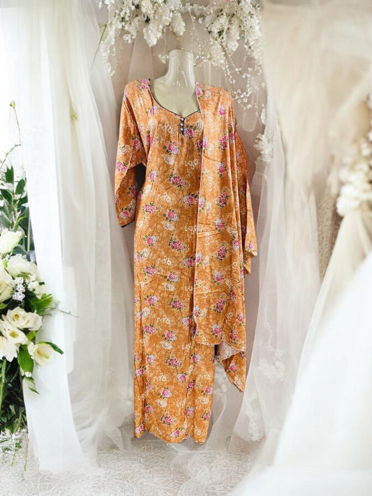 TRADITIONAL BD LINEN MAXI WITH MATCHING DUPATTA – ETHNIC WEAR FOR WOMEN - 113