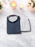 TRADITIONAL MEN'S DARK GRAY COLOR SILK KURTA PAJAMA SET – ETHNIC WEAR- 6690