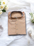 TRADITIONAL MEN'S PEACH COLOR SILK KURTA – ETHNIC WEAR FOR MEN-6479