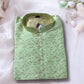 TRADITIONAL MEN'S PISTA GREEN COLOR SILK KURTA – ETHNIC WEAR - 6220