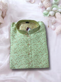 TRADITIONAL MEN'S PISTA GREEN COLOR SILK KURTA – ETHNIC WEAR - 6220
