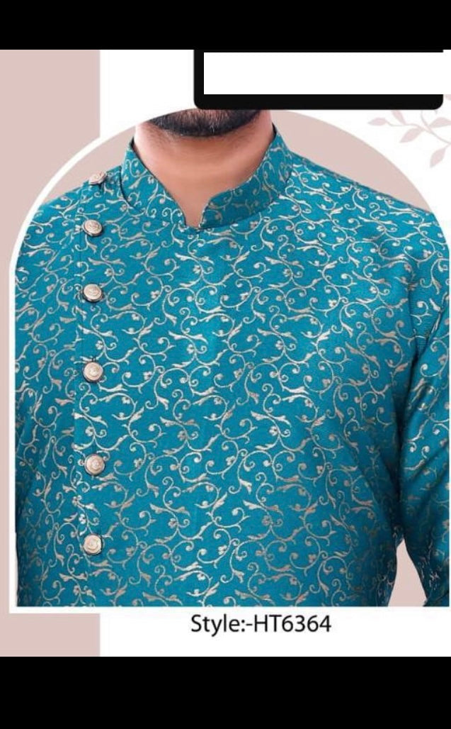 TRADITIONAL PARTY WEAR SILK KURTA PAJAMA- HT– ETHNIC WEAR FOR MENS