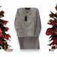 TRADITIONAL GRAY SILK KURTA SET FOR MEN WITH PANT AND COAT - HT6423