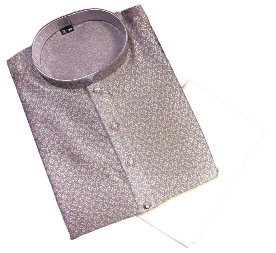TRADITIONAL MEN'S IVORY SILK KURTA WITH PANT - HT6216