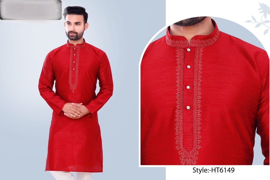 TRADITIONAL MEN'S SILK KURTA PAJAMA -6149 A– ETHNIC WEAR FOR MEN