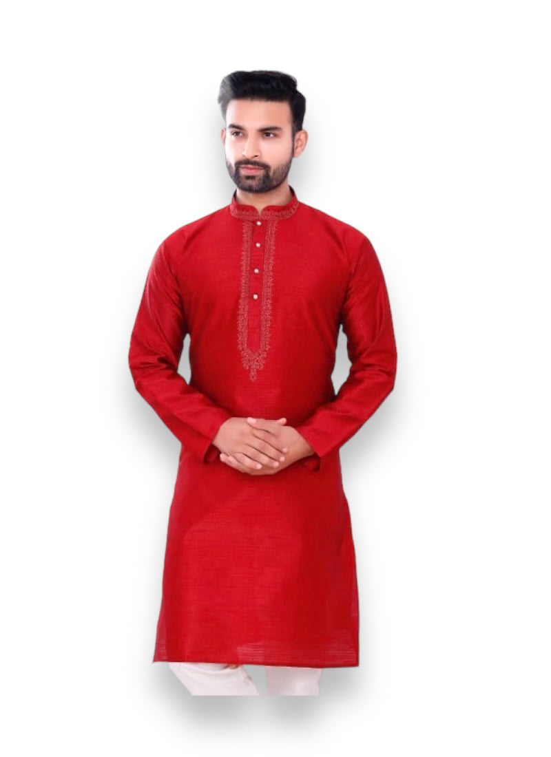 TRADITIONAL MEN'S SILK KURTA PAJAMA -6149 A– ETHNIC WEAR FOR MEN
