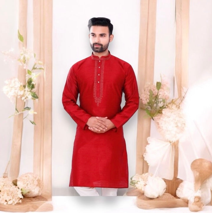 TRADITIONAL MEN'S SILK KURTA PAJAMA -6149 A– ETHNIC WEAR FOR MEN