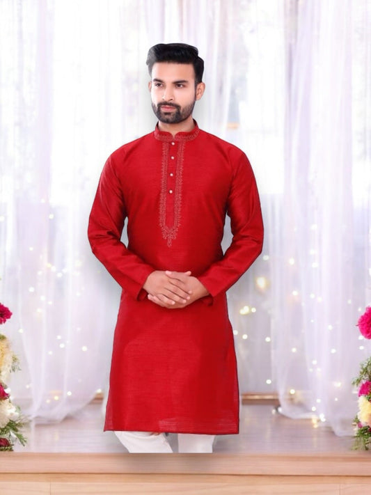 TRADITIONAL MEN'S SILK KURTA PAJAMA -6149 A– ETHNIC WEAR FOR MEN