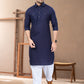 TRADITIONAL NAVY BLUE PATHANI COTTON KURTA PAJAMA OUTFIT– ETHNIC WEAR FOR MENS