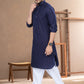 TRADITIONAL NAVY BLUE PATHANI COTTON KURTA PAJAMA OUTFIT– ETHNIC WEAR FOR MENS
