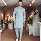 TRADITIONAL SKY BLUE SILK KURTA PAJAMA SET FOR MEN