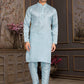 TRADITIONAL SKY BLUE SILK KURTA PAJAMA SET FOR MEN