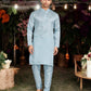 TRADITIONAL SKY BLUE SILK KURTA PAJAMA SET FOR MEN
