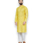 TRADITIONAL YELLOW COLOR PARTY WEAR MEN'S KURTA PAJAMA CATALOG 801-A