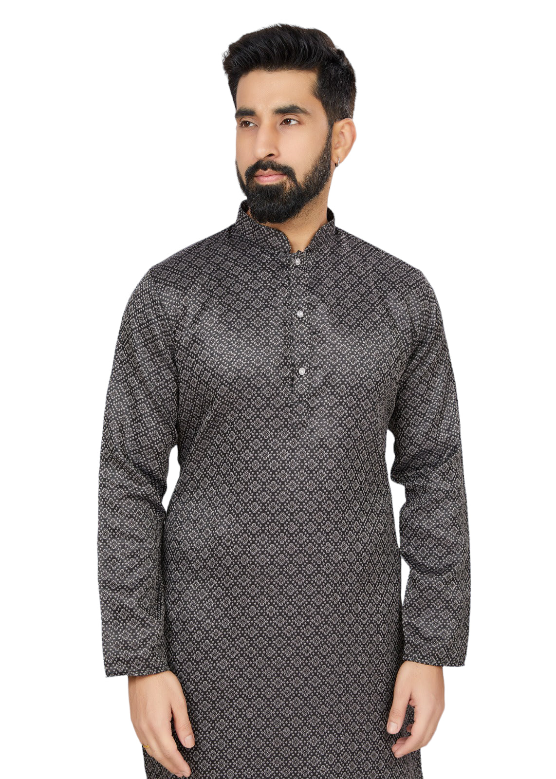 TRADITIONAL BLACK JACQUARD KURTA PAJAMA SET– ETHNIC WEAR FOR MENS