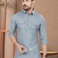 TRADITIONAL GRAY PATHANI COTTON KURTA PAJAMA OUTFIT– ETHNIC WEAR FOR MENS