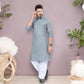 TRADITIONAL GRAY PATHANI COTTON KURTA PAJAMA OUTFIT– ETHNIC WEAR FOR MENS