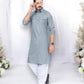 TRADITIONAL GRAY PATHANI COTTON KURTA PAJAMA OUTFIT– ETHNIC WEAR FOR MENS