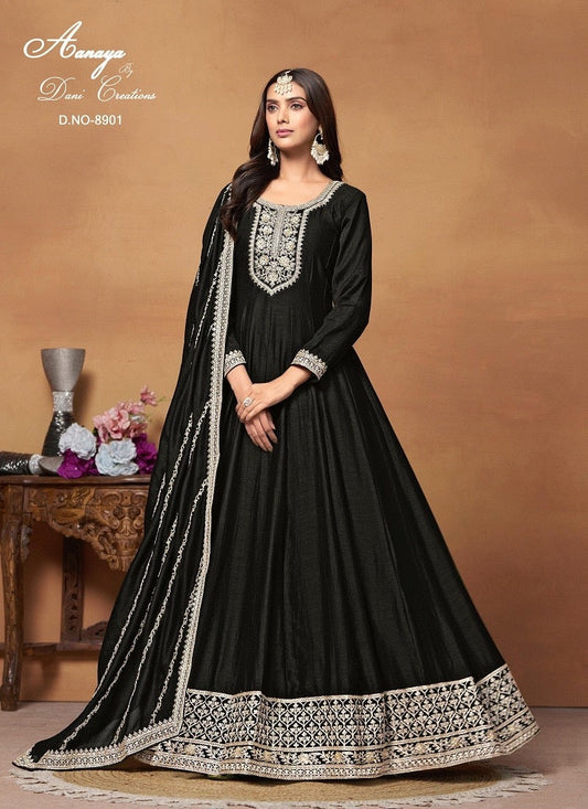 ART SILK TRADITIONAL DESIGNER GOWN - ETHNIC WEAR FOR WOMEN - 306