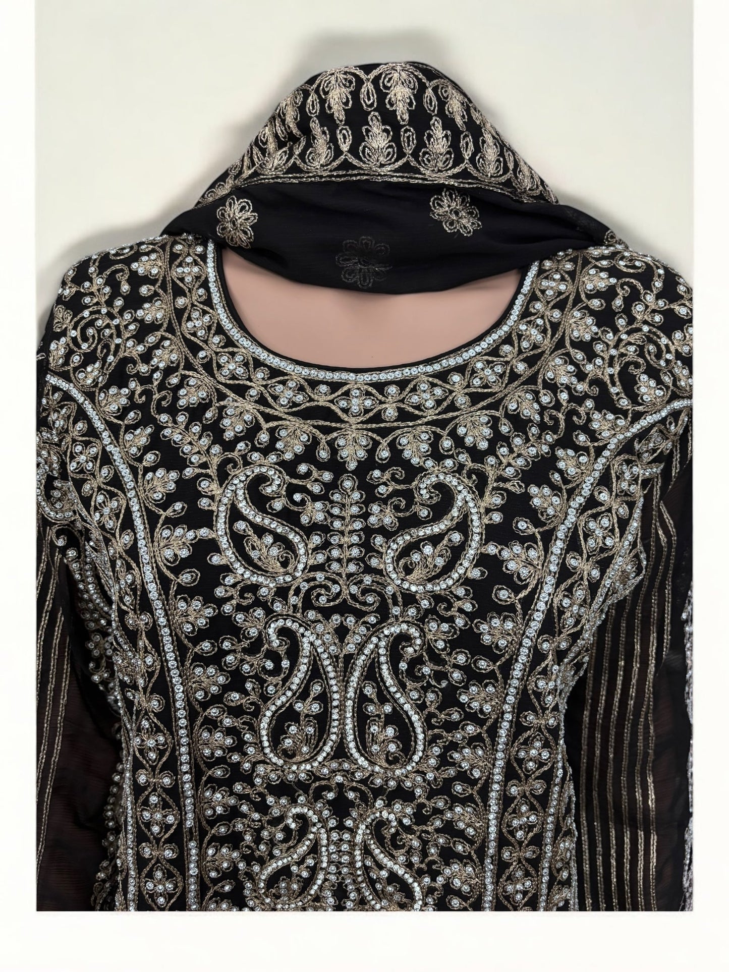 BLACK TRADITIONAL DESIGNER SHARARA SALWAR KAMEEZ SUIT - ETHNIC WEAR FOR WOMEN - 206