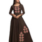BROWN COLOR MASLEEN TRADITIONAL DESIGNER GOWN - ETHNIC WEAR FOR WOMEN - 308