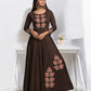 BROWN COLOR MASLEEN TRADITIONAL DESIGNER GOWN - ETHNIC WEAR FOR WOMEN - 308