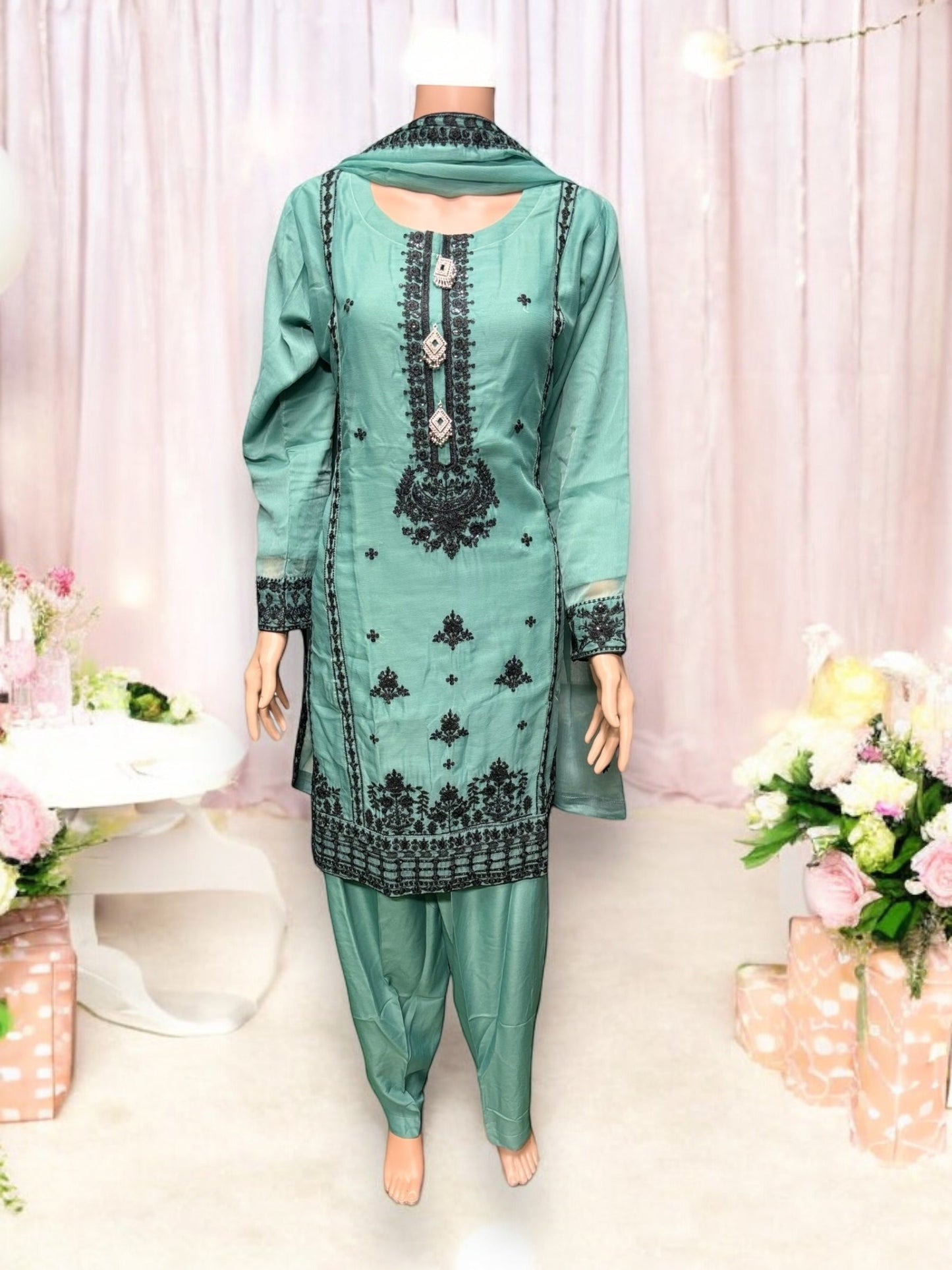 DESIGNER PARTY WEAR SALWAR KAMEEZ SET -ETHNIC WEAR FOR WOMEN- 208