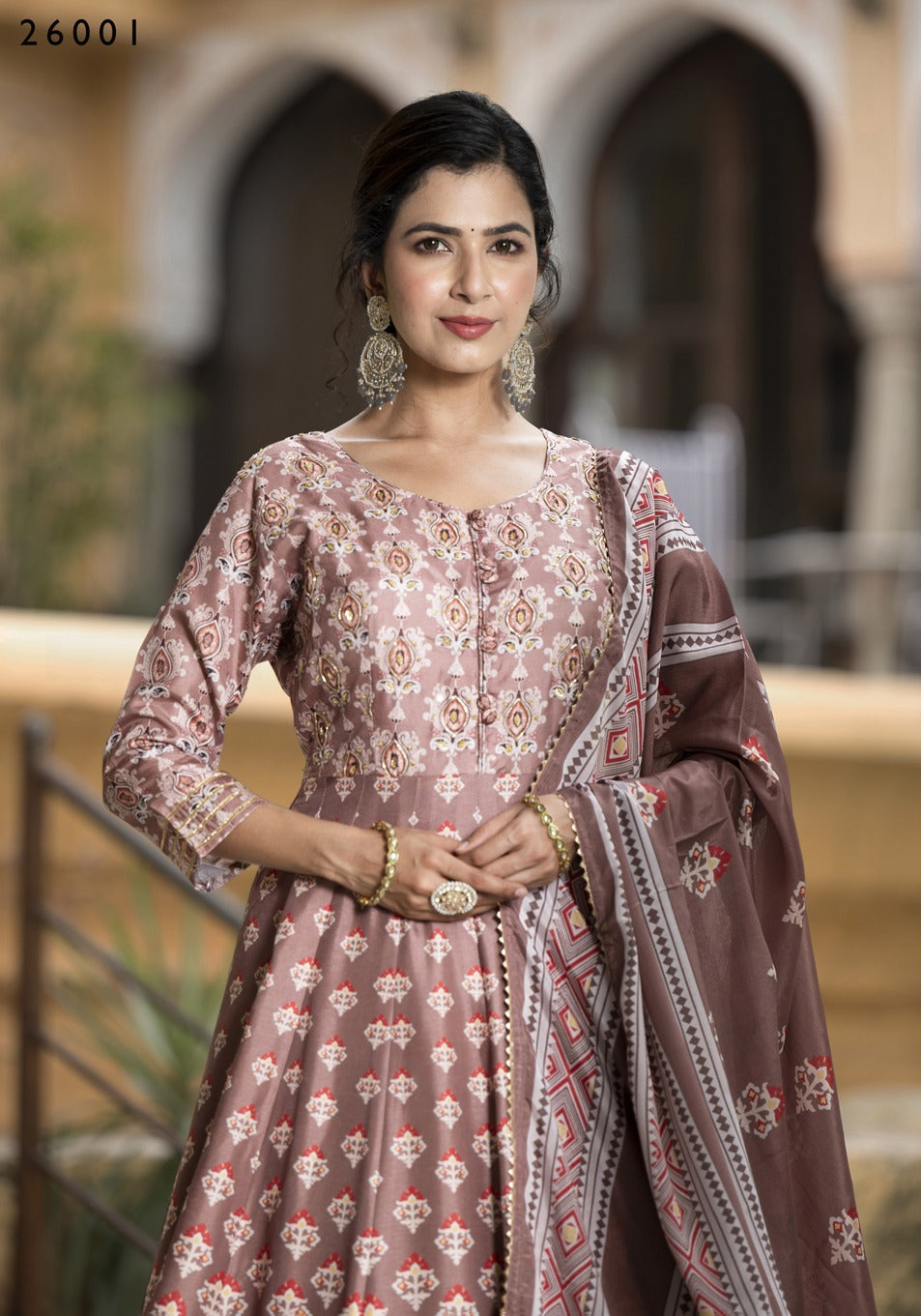 DOLA SILK PRINTED TRADITIONAL DESIGNER GOWN - ETHNIC WEAR FOR WOMEN - 312